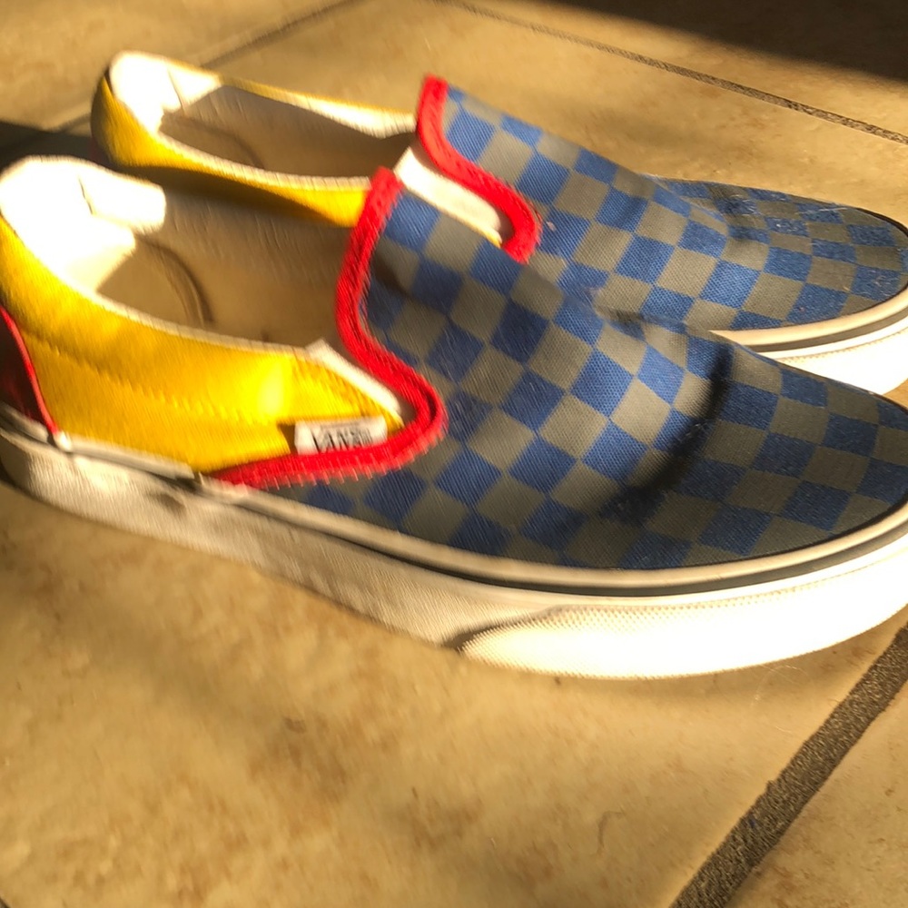 Blue, Red, Yellow slip in vans